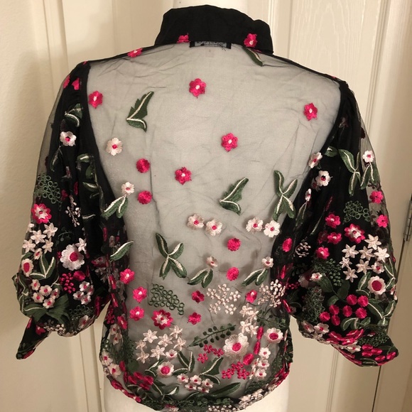 ⭐️HOST PICK Black Mesh & Floral Detail Blouse⭐️ - Picture 6 of 6